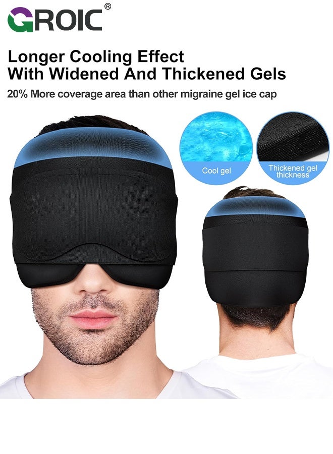 GROIC Migraine Relief Cap with Gel Eye Mask, Headache Relief Cap Ice Head Wrap Hot and Cold Therapy Hat, Gel Ice Cap for Headache Puffy Eyes Sinus and Tension Stress Relief, Face Cold Compress Cooling Gel - Image 3